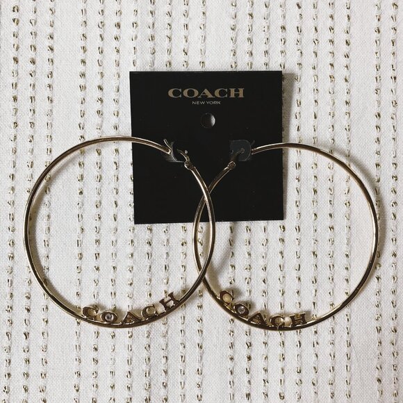 Coach x Jennifer Lopez colab. - Signature Large Hoops Earrings 3" dia. - NWT - Picture 2 of 16